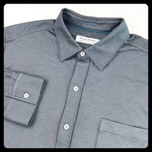Tommy Bahama San Lucio Stretch Shirt Men's XL Gray Button Down Pocket